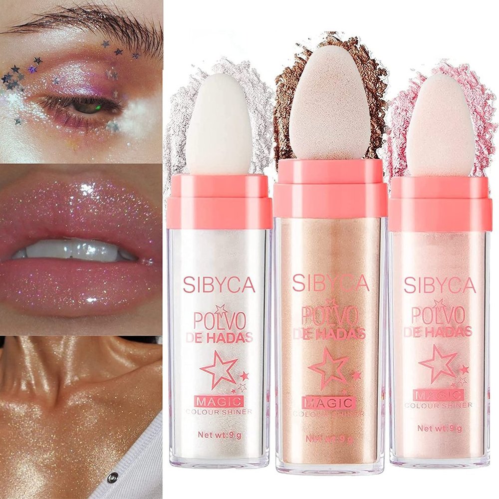 3 Color Set Polvo de Adas Set Fairy Highlighter Make Up Glitter Contour